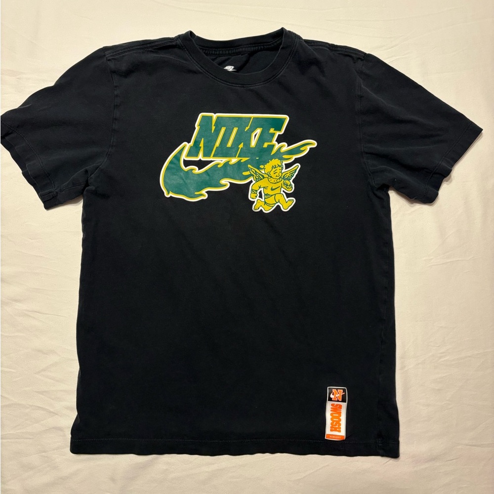 Nike Sportswear Max90 T-shirt in Black with green and yellow Cupid “Nike Angel”